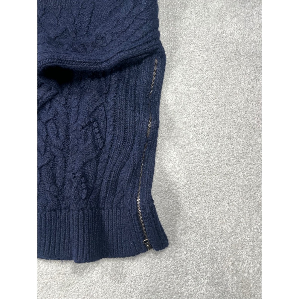 Ulla Johnson Sweater Large Navy Blue Baby Alpaca Cable Knit Side Zip Chunky Twee - Picture 4 of 9